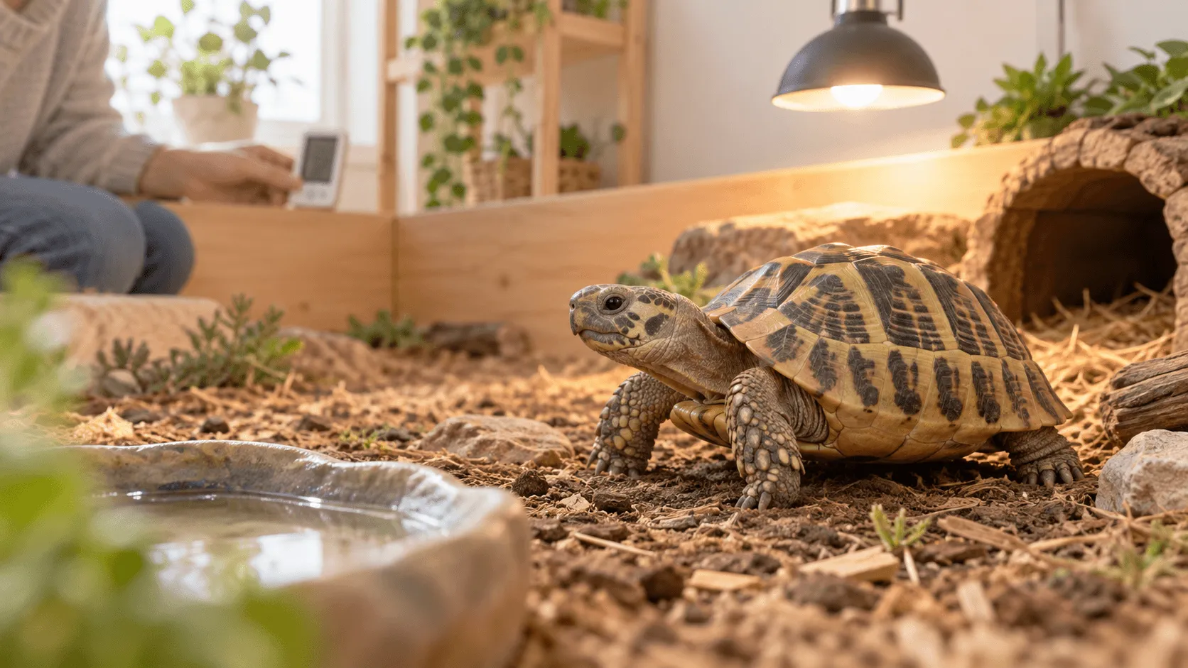 リクガメの鼻水・呼吸音が気になるとき｜温度確認と受診判断