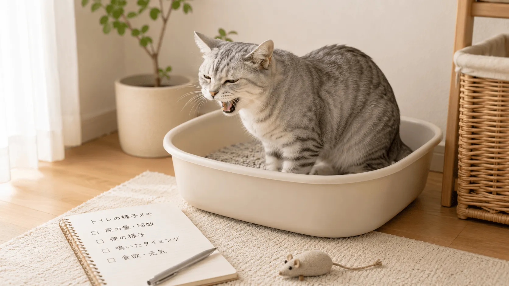 猫がトイレで鳴くとき｜痛み・不安・排尿トラブルの見分け方