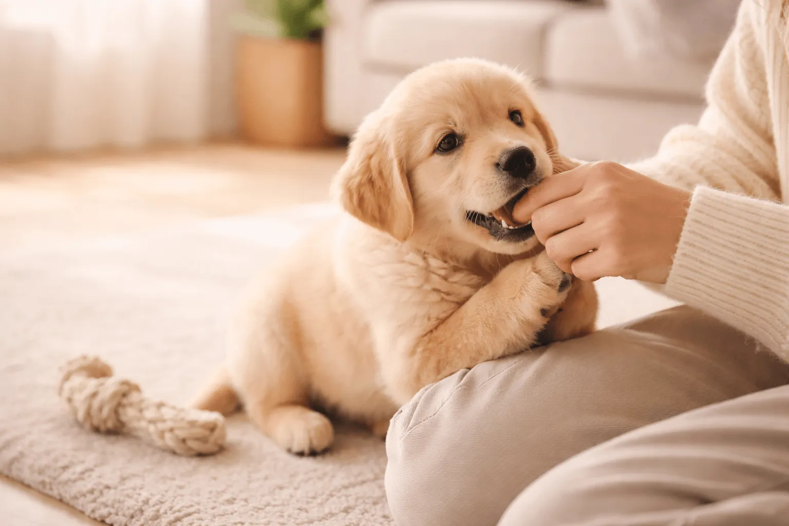 子犬の甘噛みはいつまで？理由と、関係を壊さないやめさせ方