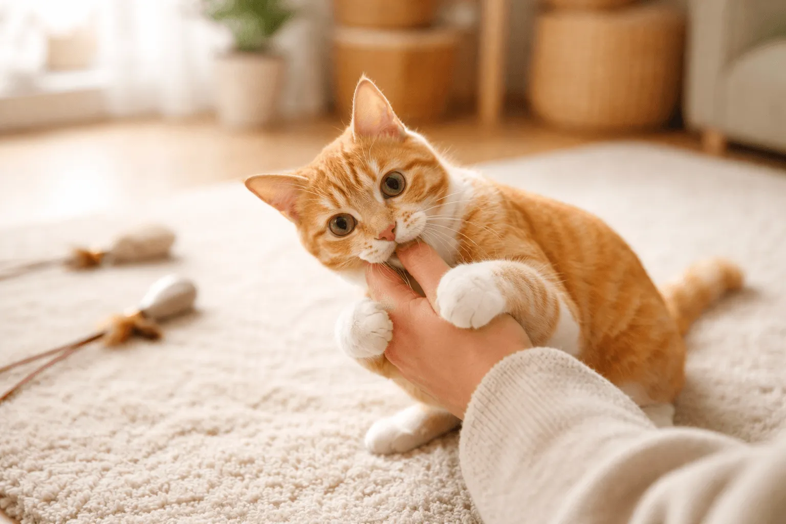 猫が噛むのはなぜ？遊び噛みと攻撃の違い