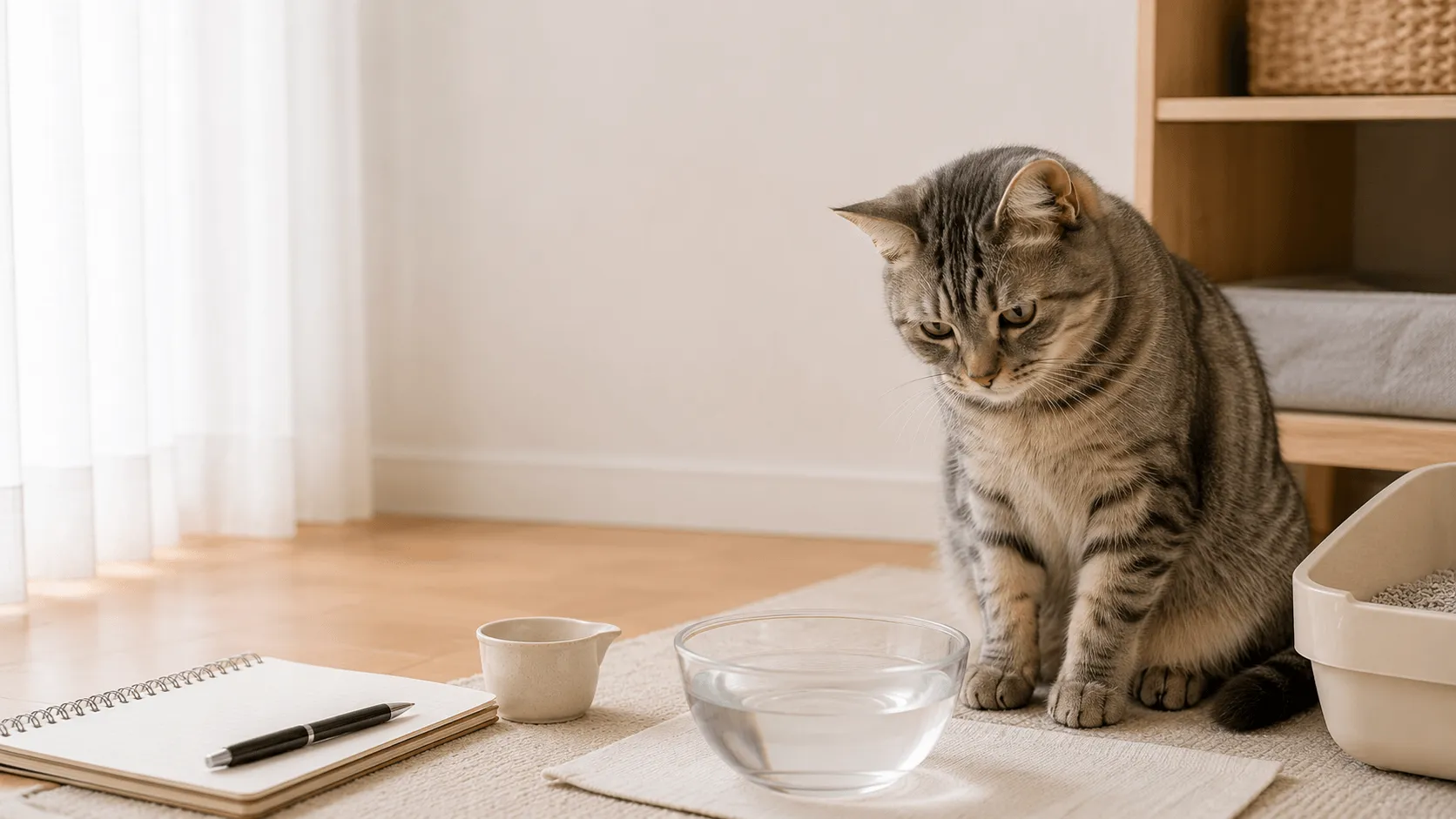 猫が水をよく飲むとき｜飲水量・尿量・受診前に見るポイント