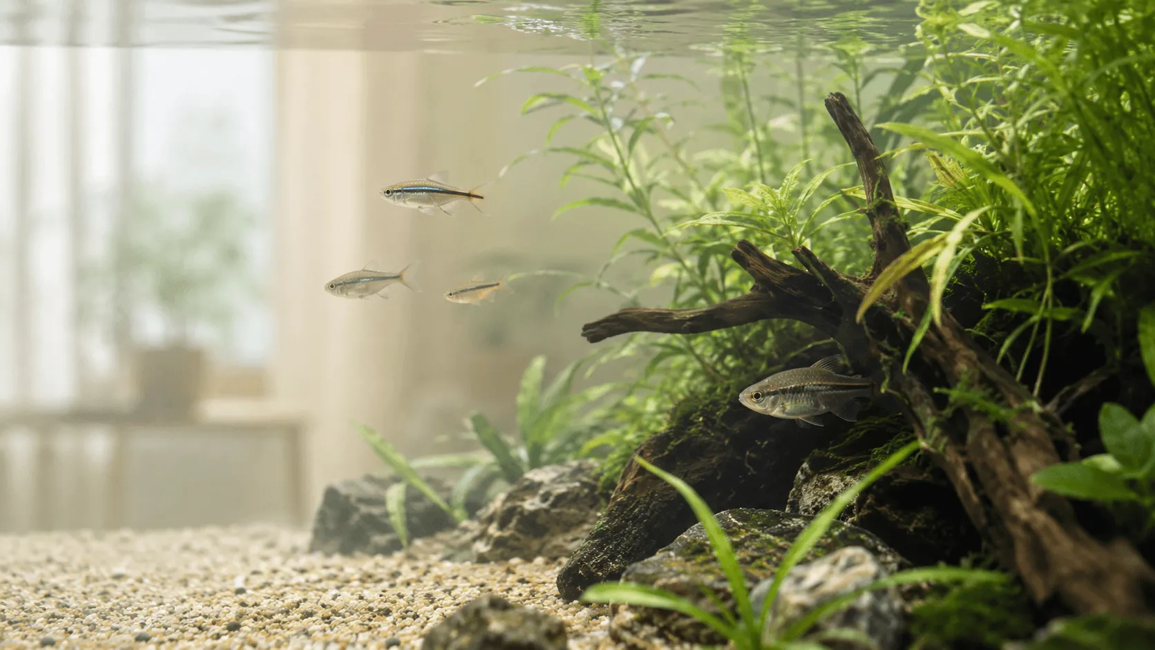 熱帯魚が物陰から出てこないとき｜導入直後・照明・隠れ家の見直し