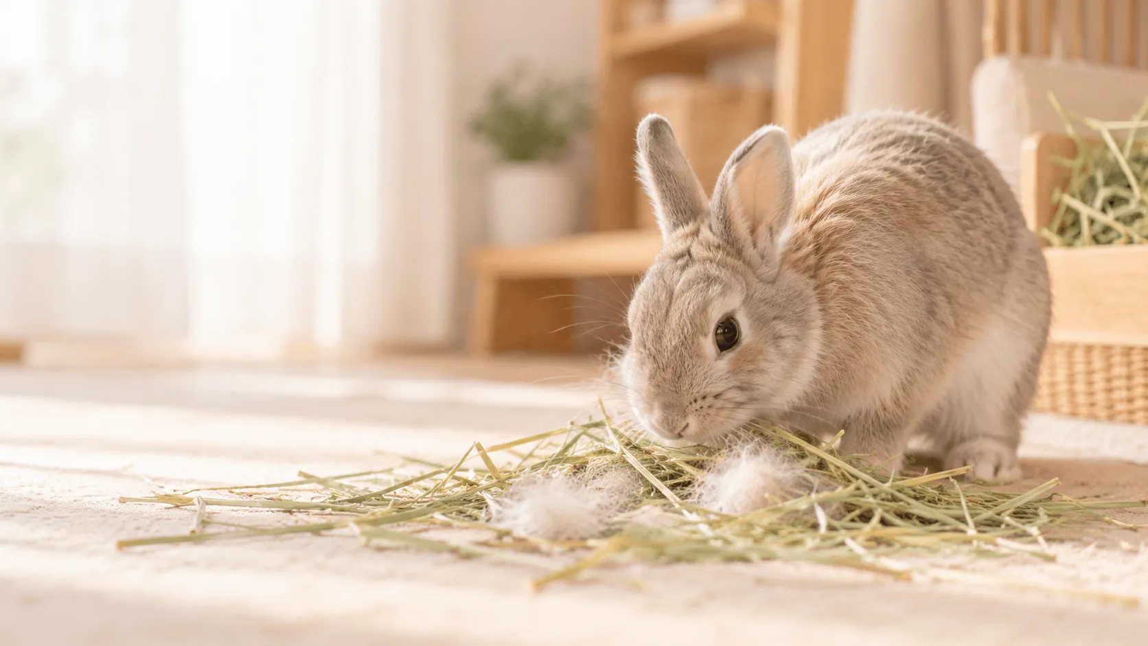 うさぎが自分の毛を抜いて巣を作るとき｜偽妊娠と受診判断