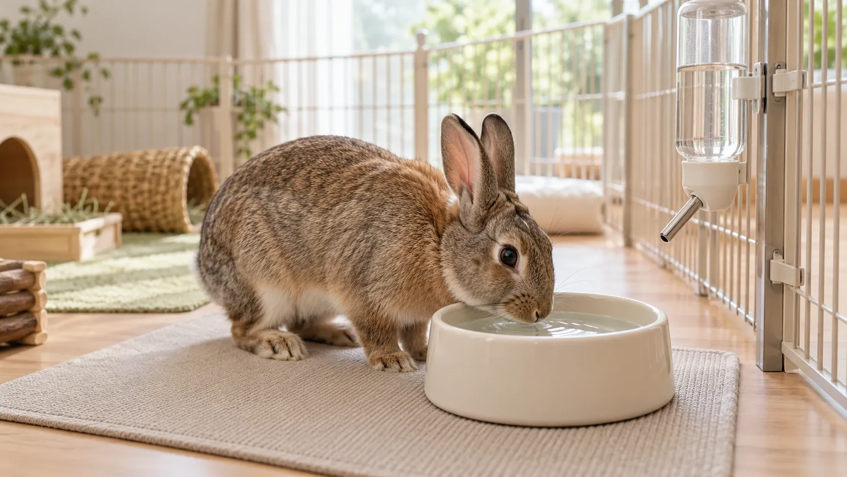 うさぎの給水器はボトルと器どちらがよい？飲みやすさ・漏れ・衛生の確認