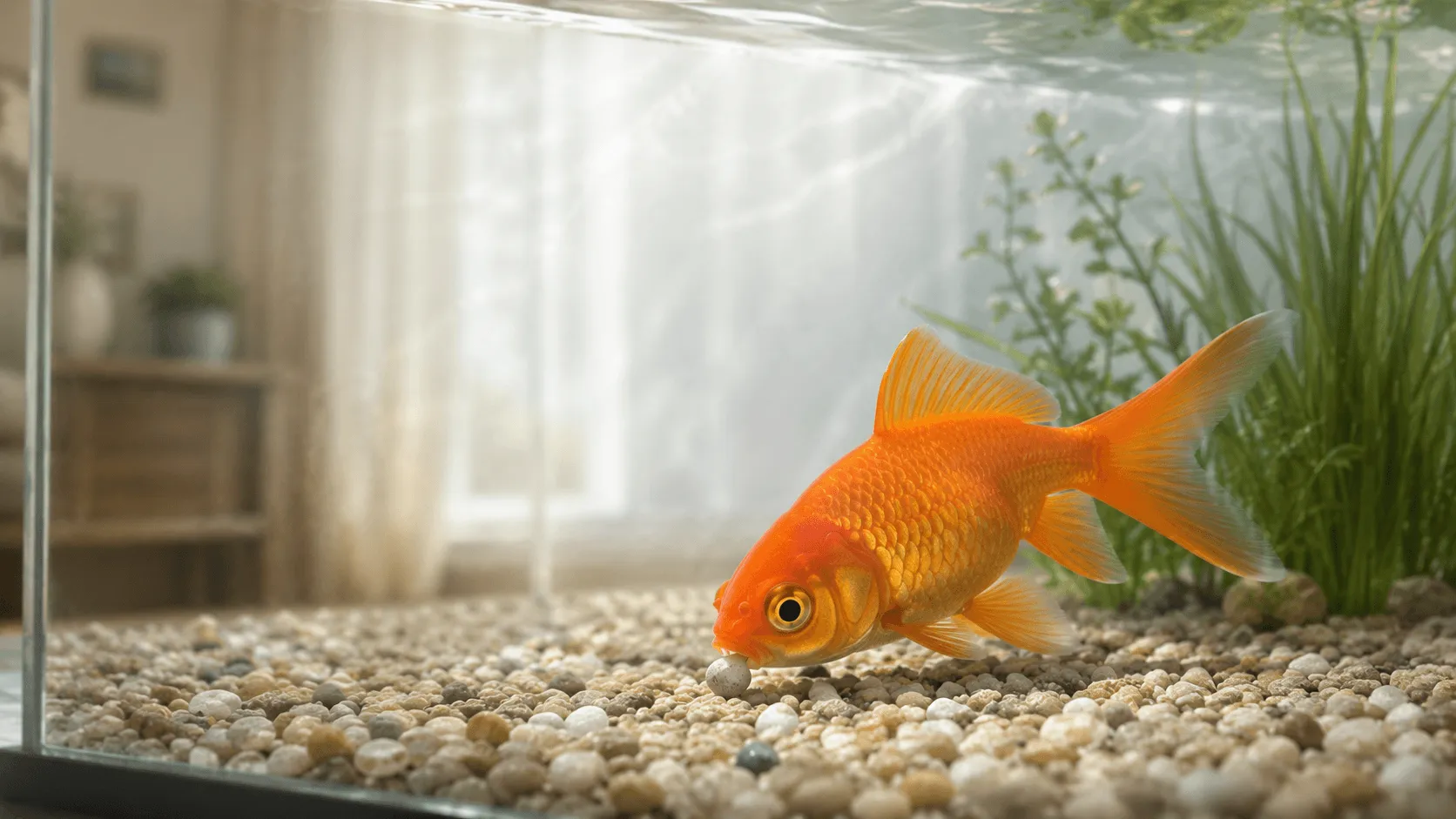金魚が砂利を食べるように見えるとき｜餌探しと詰まりのリスク