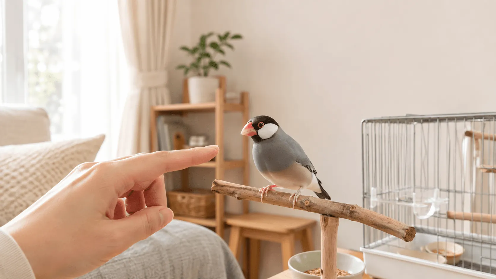 文鳥が指を強くつつくとき｜怖さ・縄張り・発情の見分け方