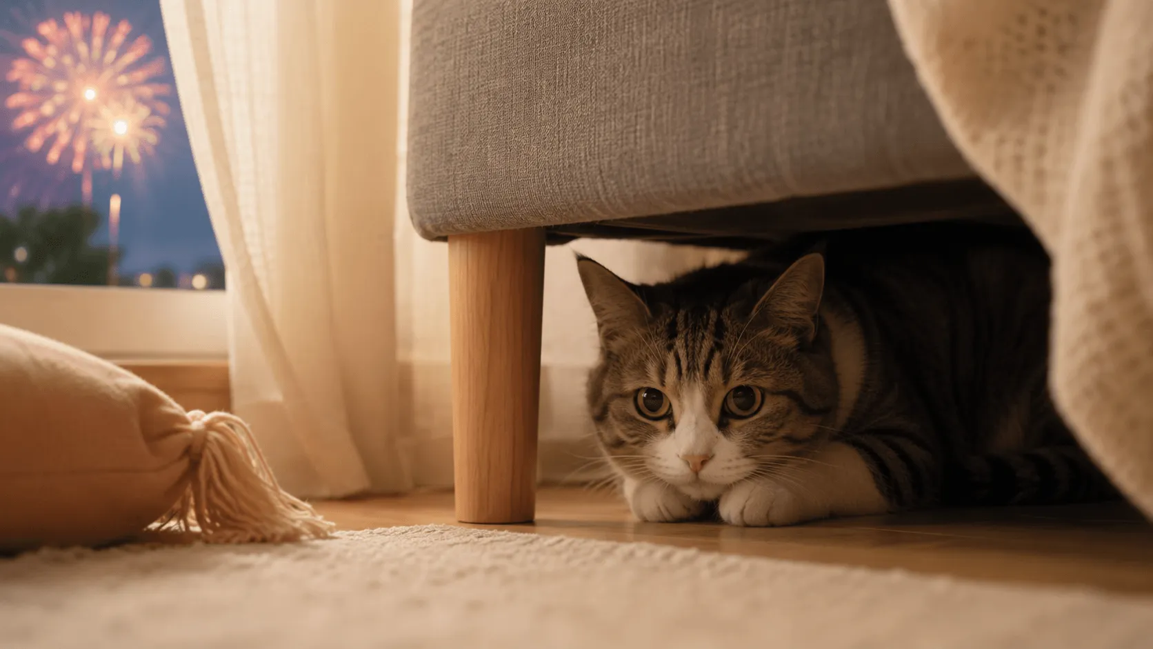 猫が花火や大きな音で隠れるとき｜安心できる場所と見守り方