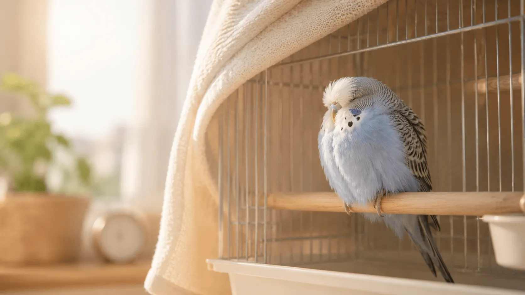 インコが膨らんでじっとしているとき｜寒さ・眠気・体調不良の見分け方