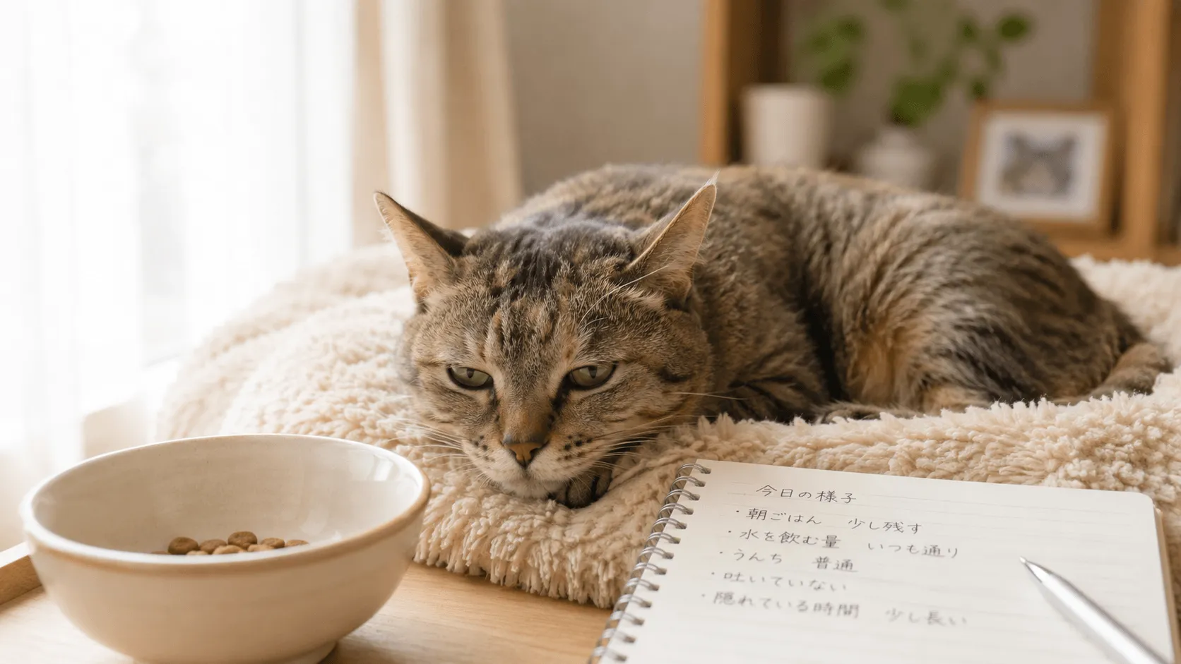 シニア猫の食事量が落ちたとき｜年齢変化と受診サインの見分け方