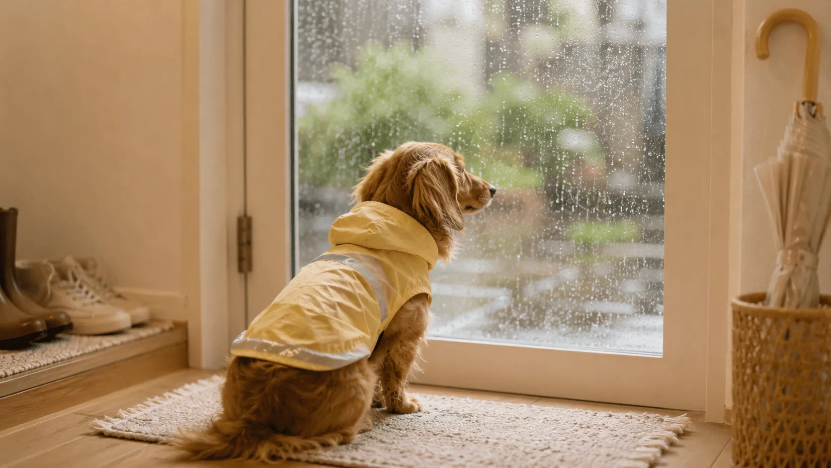 犬が雨の日に散歩を嫌がるとき｜濡れる不快感・音・体調の見分け方