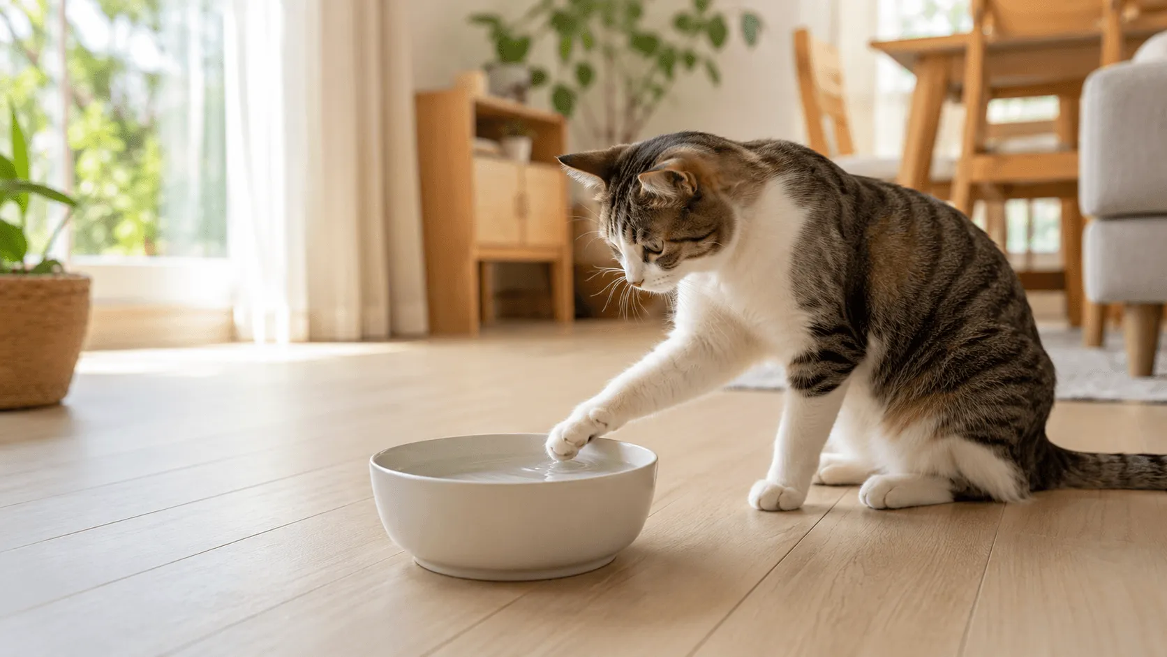 猫が水を飲む前に前足でかくのはなぜ？｜器・水面・遊びの見直し